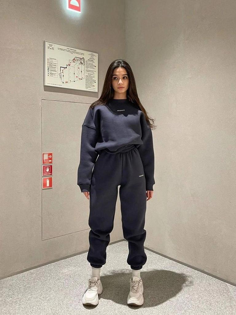 Модный женский весенне-осенний стиль, повседневный комплект толстовки из двух предметов