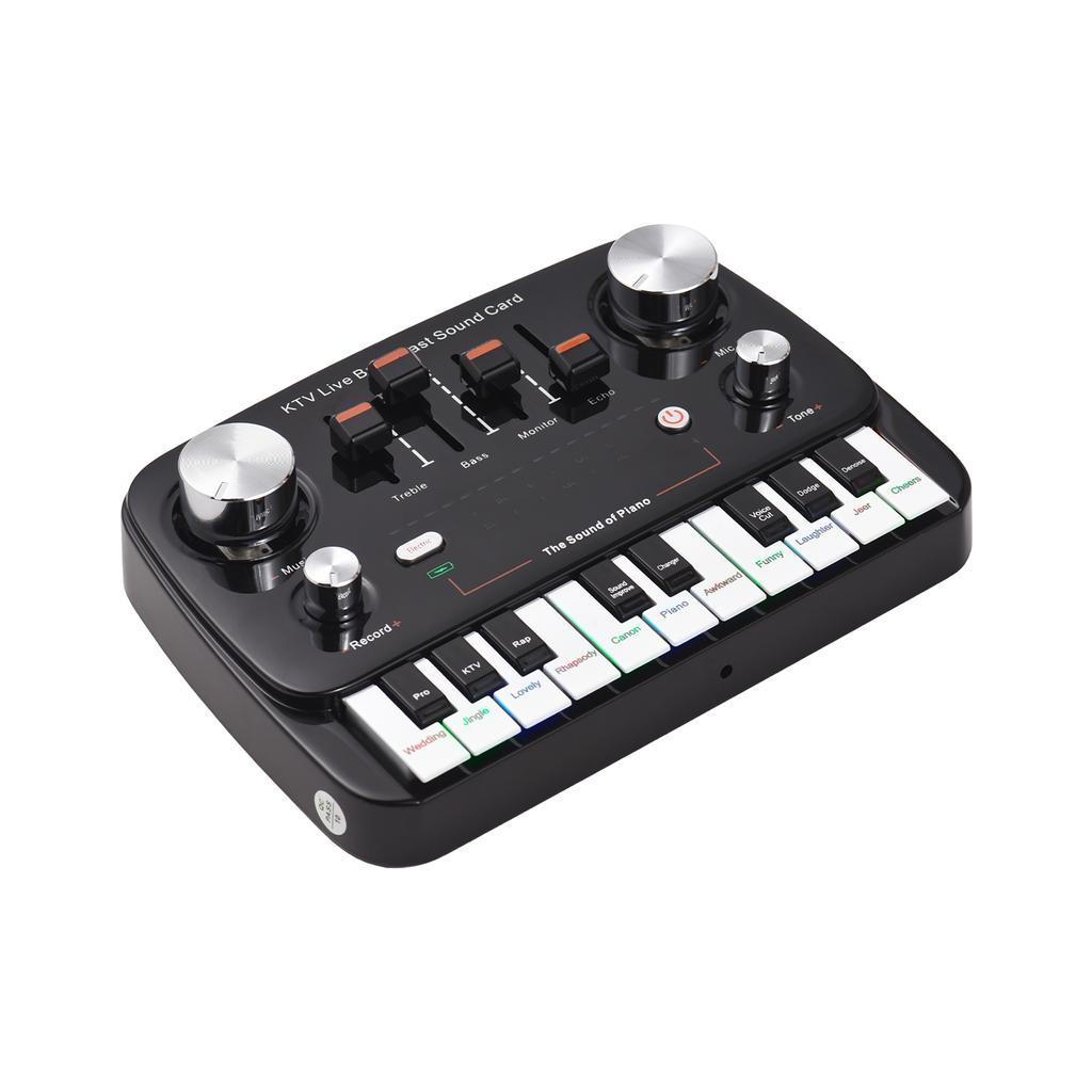 Live Sound Card Piano Shape Audio Recording Desktop Singing BT Wireless Lossless Transmission Plug