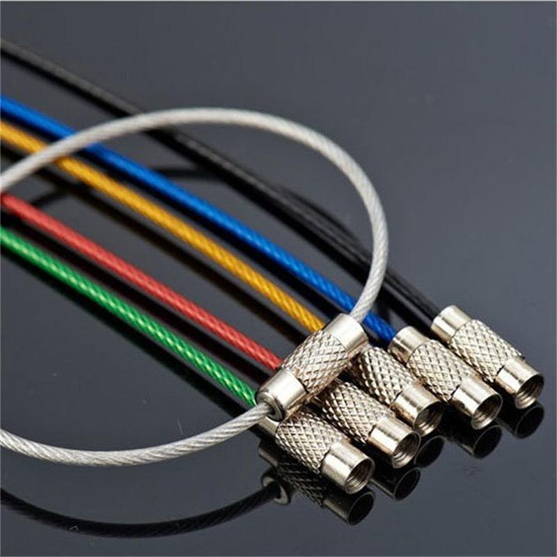 1 Pcs Key Holder Outdoor Tools Wire Keyrings Cable Rope Screw Locking Key Chain