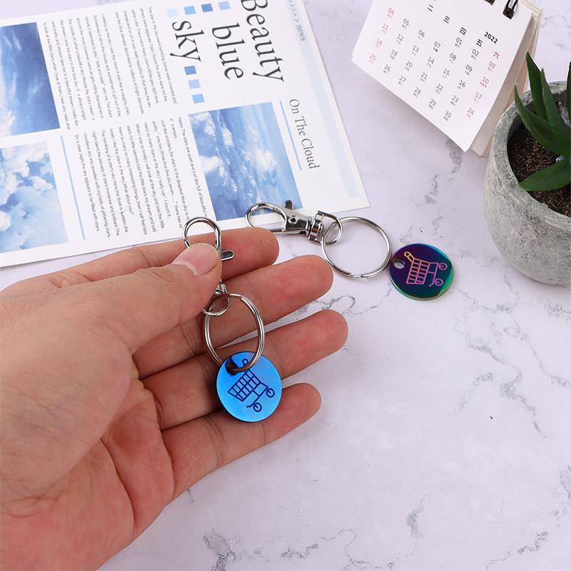 Portable Carts Token Keyring Solver Chip Key Chain 23Mm One Euros Europe Metal Shopping Trolley Coin Holder Keychain