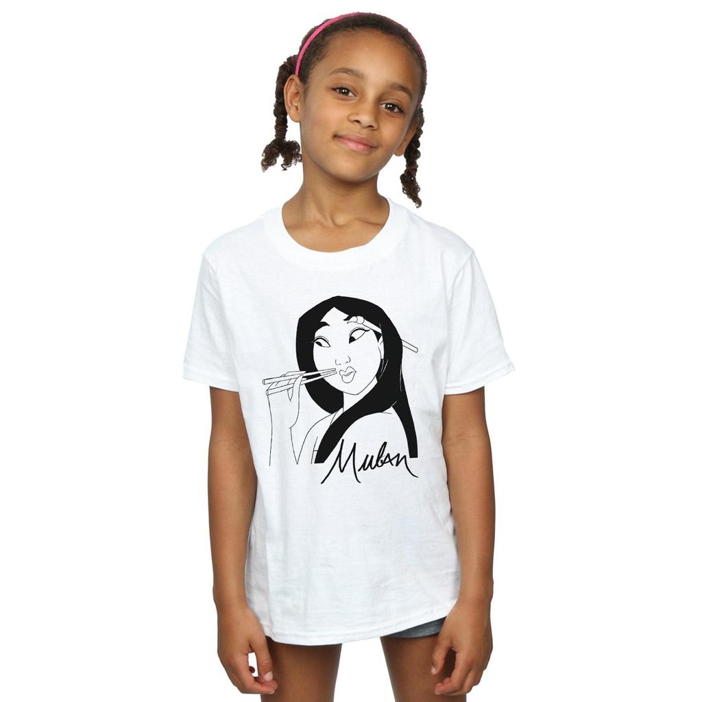 Disney Хлопковая футболка с палочками для еды Мулан для девочек
