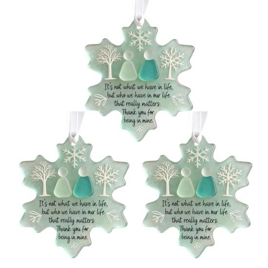 Yousheng Декор дружбы из морского стекла в форме снежинки Ручная работа Искусство из морского стекла Рождественское украшение Прибрежный сувенир дружбы для лучших друзей