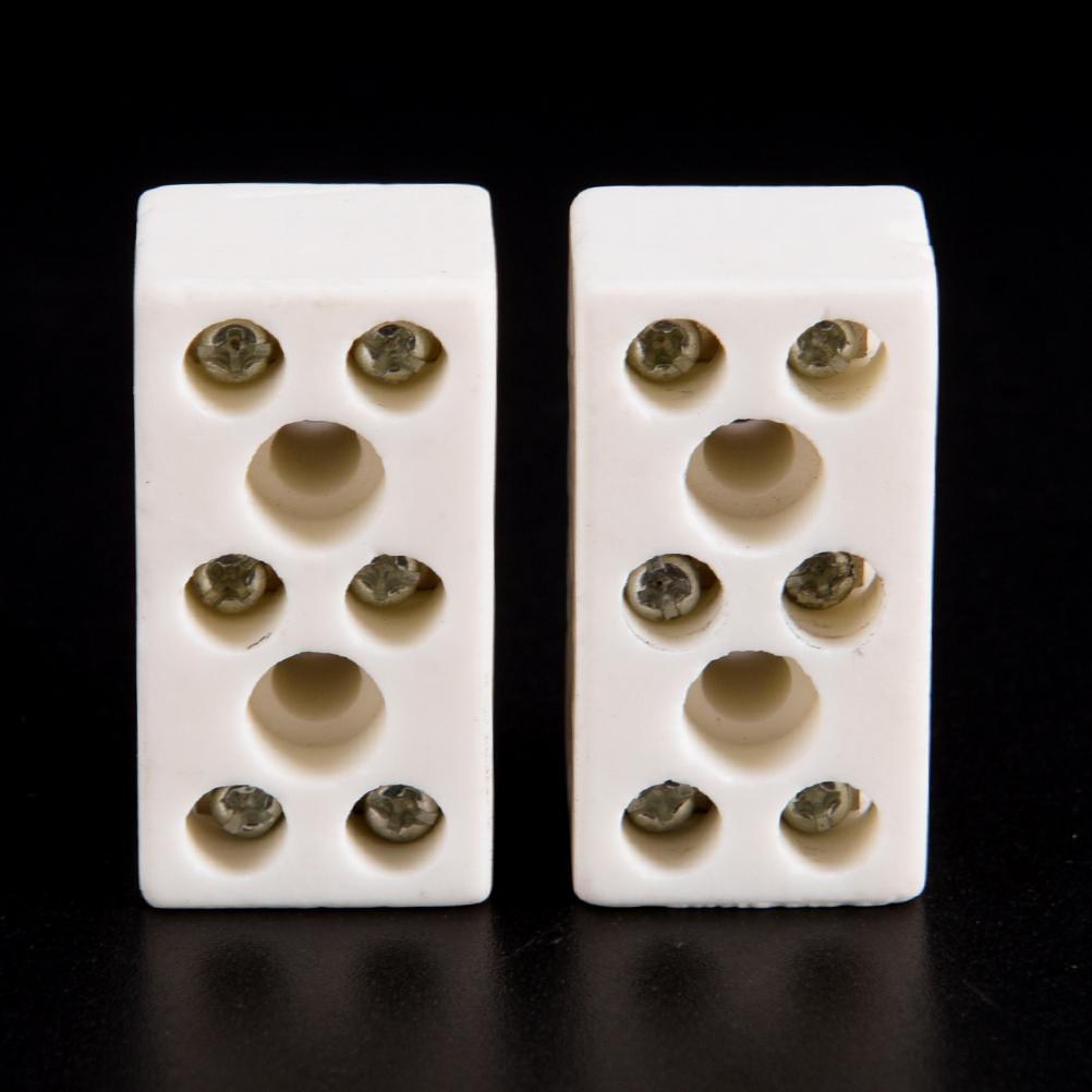 2Pcs 8 Hole 2W8H High Temperature Resistant Ceramic Terminal Block 15A 250V