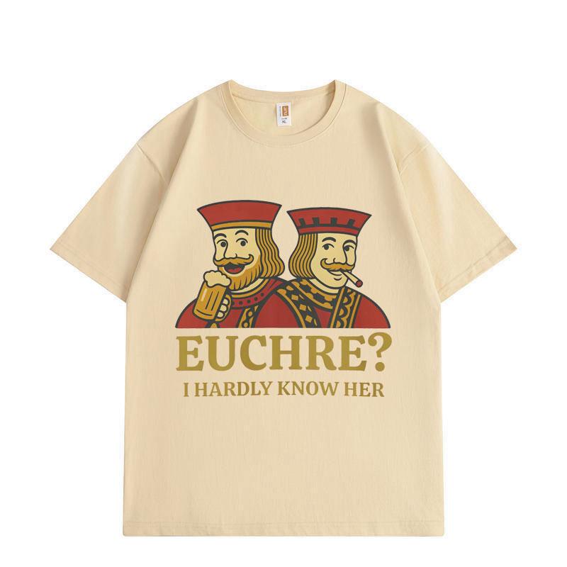Смешная футболка с мемом по игре Euchre Мужская Женская Летняя Мода Винтажная Футболка с Коротким Рукавом Высококачественная Хлопковая Футболка