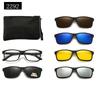5 in 1 Magnetic Clip on Glasses Optical Square Night Vision Polarized Sunglasses