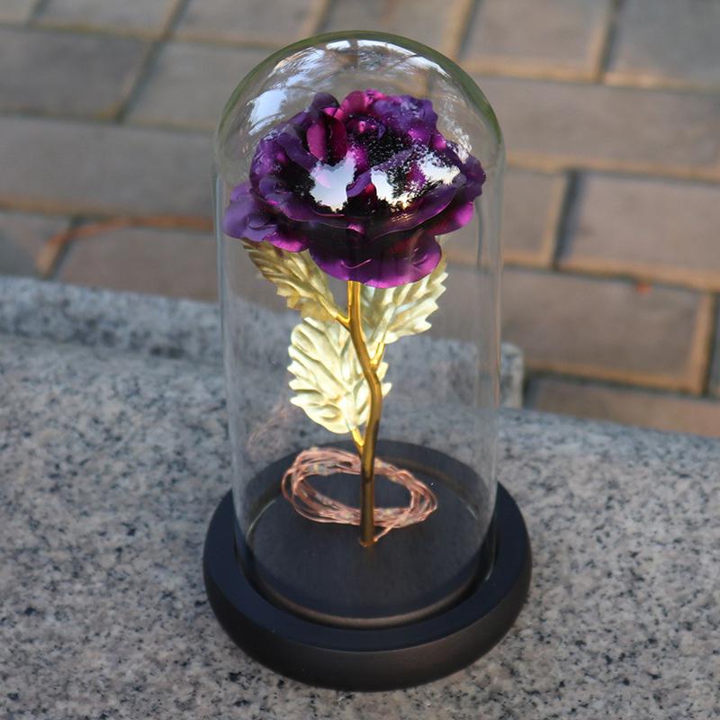 Романтичная вечная роза со светодиодной подсветкой в стеклянном куполе для подарка на День святого Валентина, матери или на Рождество