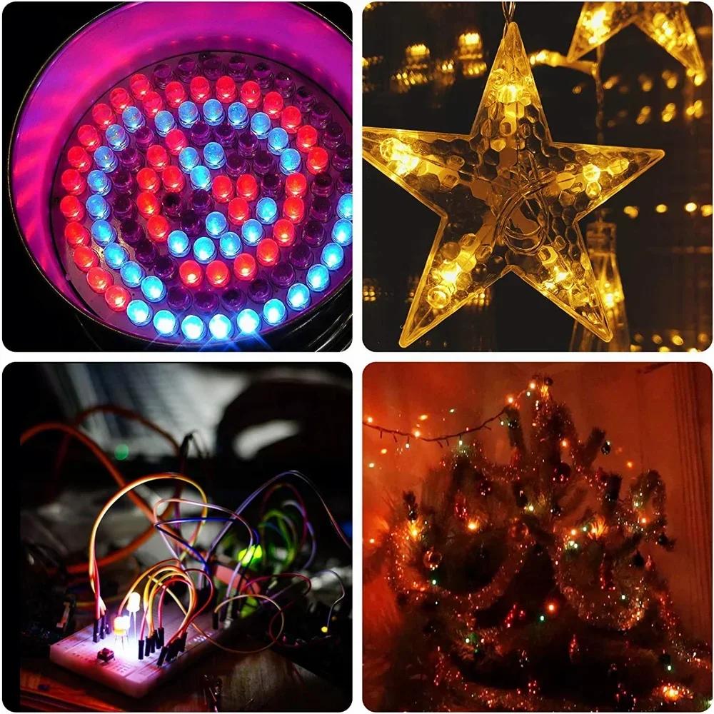50/100pcs 5mm Multicolor Slow/Fast Flashing LED Diode Transparent Round Full Color LED Blinking Light Emitting Diodes Kit 2 Pins