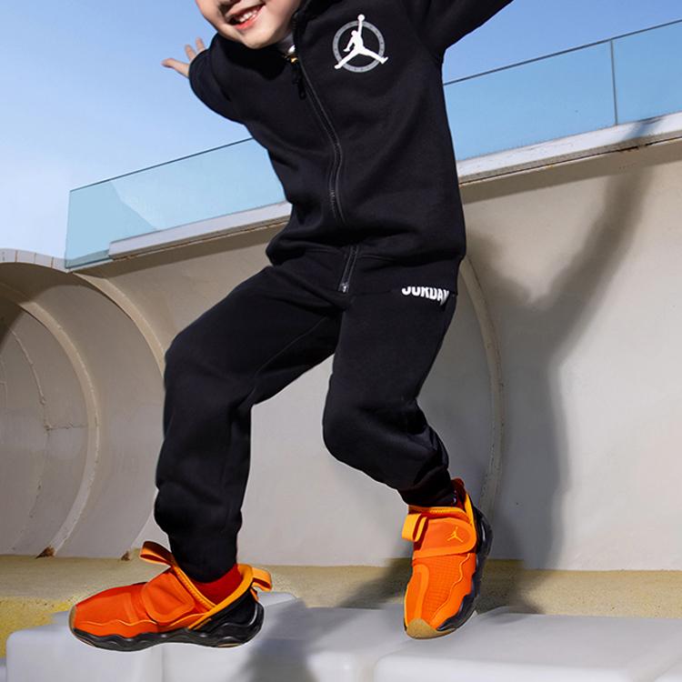 Jordan Толстовка с капюшоном на молнии с логотипом и длинные штаны, повседневный спортивный комплект, детские комплекты, черный цвет FJ5261-010