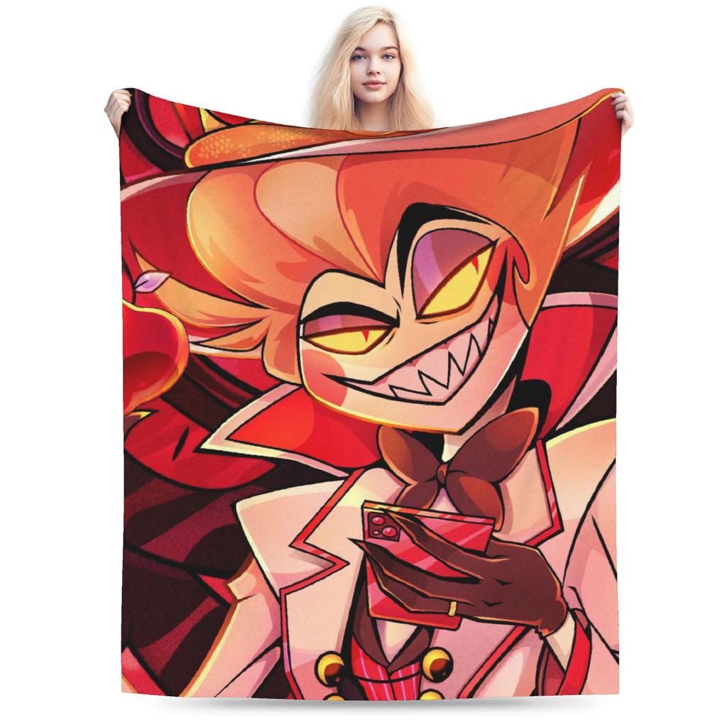 Cartoon Hazbins Hotels Lucifer Blankets Flannel All Season Multifunction Lightweight Throw Blanket for Bed Office Rug Piece