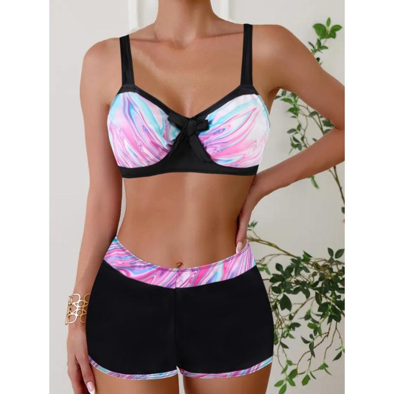 Женские раздельные купальники бикини с геометрическим принтом