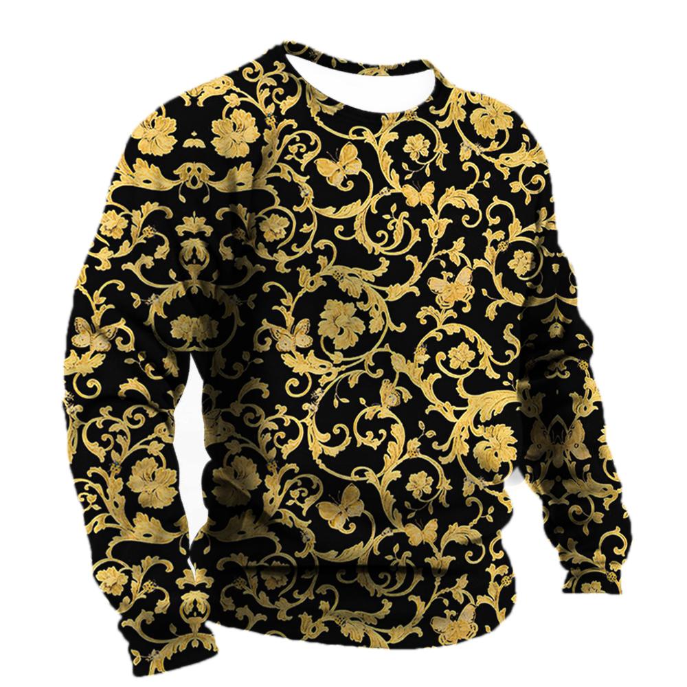 Роскошные социальные рубашки мужские хлопковые футболки футболки с барочной графикой модные 3d футболки уличные толстовки с круглым вырезом повседневная одежда