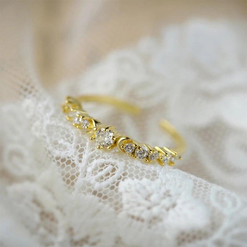 Оригинальность 18-каратного золота Луна с шестью когтями, круглое геометрическое кольцо для пары для женщин, стерлинговое серебро, подарок на годовщину, ювелирные изделия, кольца из стерлингового серебра 925 пробы для женщин