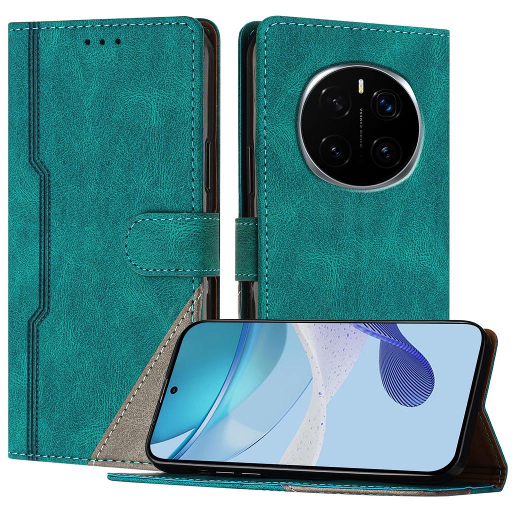 For Honor Magic7 Pro 5G Leather Case Triangle Patchwork Wallet Stand Shockproof Phone Cover