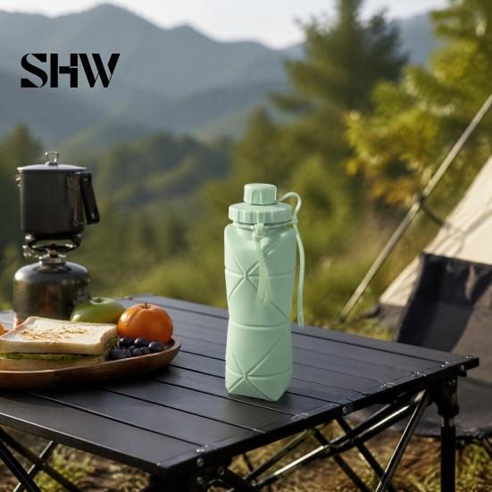 Flexible Silicone Drinkware for Commuting 600ml Portable Foldable Water Bottle, Food Grade Telescopic Non Slip Bottle Gym Lightweight Container