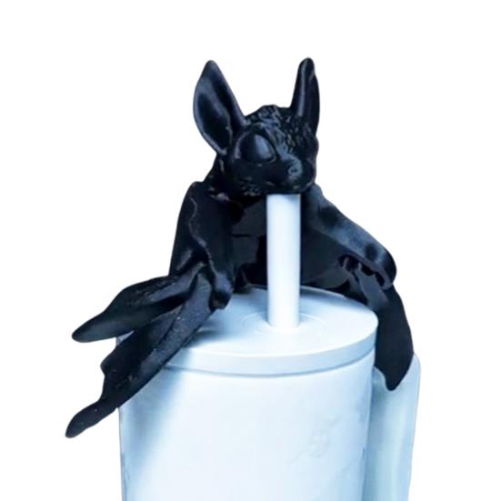 Halloween Bat Tumbler Straw Cover Reusable Dust-proof No Spill 3D Printed Bat 10/12MM Tumbler Straw Tip Topper Protector Cap Tumbler Accessories