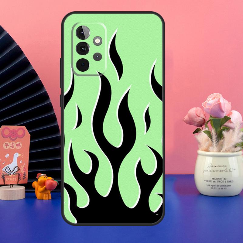 Эстетичный чехол с огнем, светло-голубой, огненно-розовый, для Samsung Galaxy A54 A34 A24 A14 A73 A53 A33 A23 A13 A52 A32 A22 A12 A51 A71