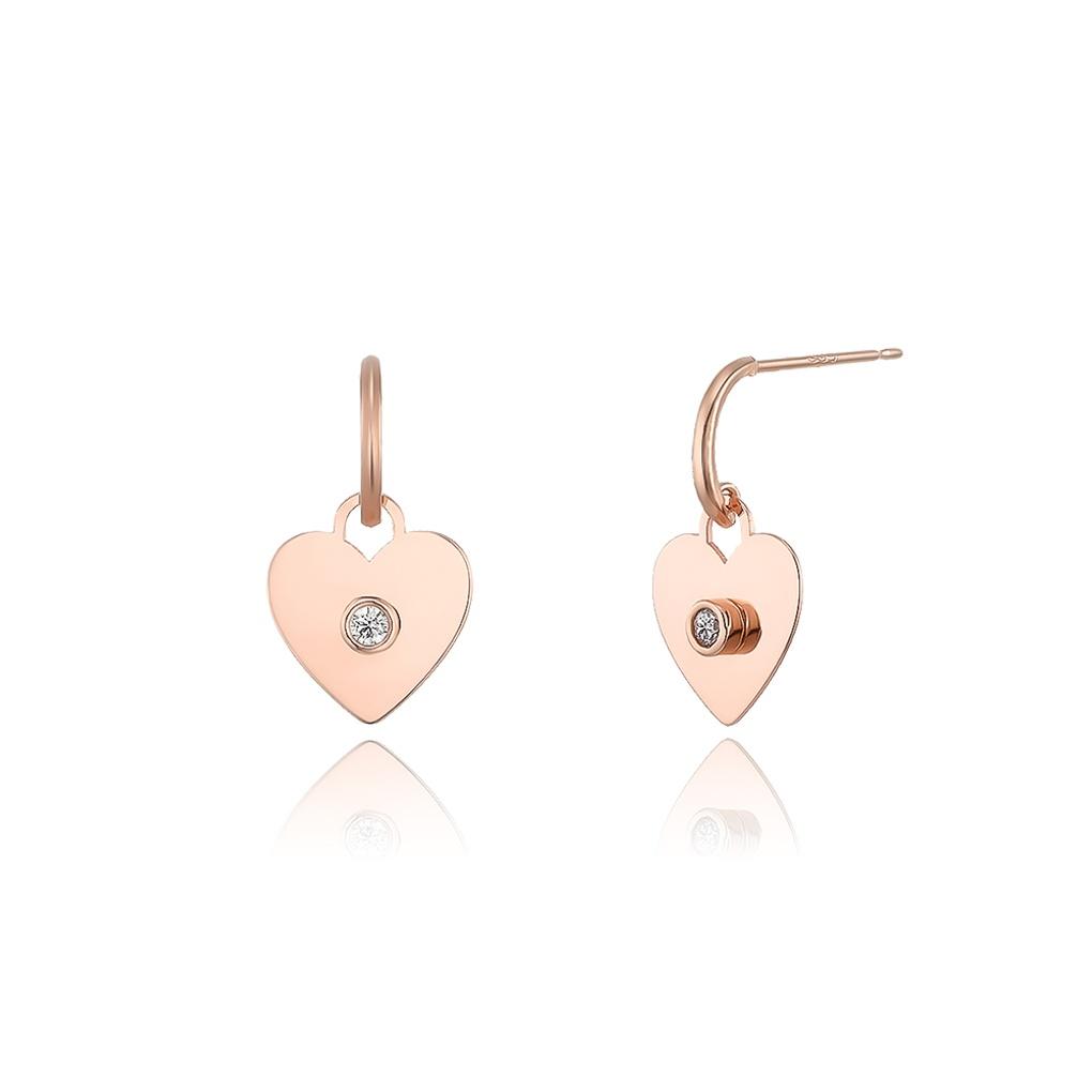 LLOYD Flat Heart Stone Point 14k Gold Earrings LPSM1004G