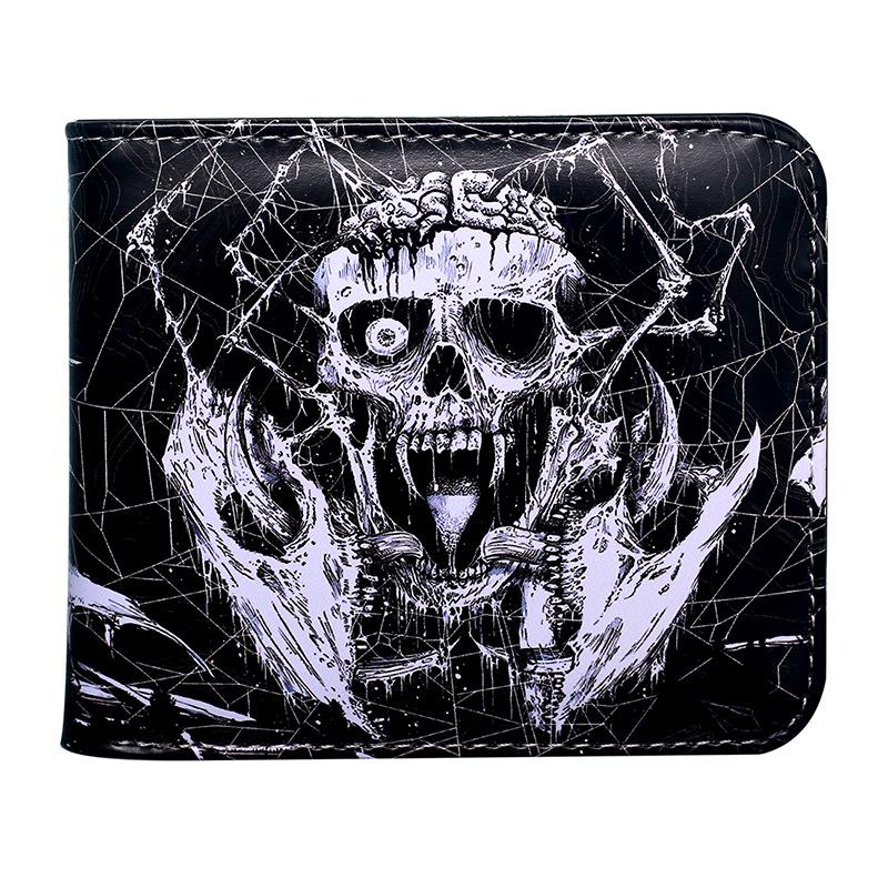 Retro Skull Print Men's Coin Purse - Compact, Colorful, and Fashionable Wallet