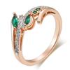 Kinel Green Zircon Silver Color Elemental Ring For Women Luxury Fine Jewelry Rose Gold Color Ring Gift