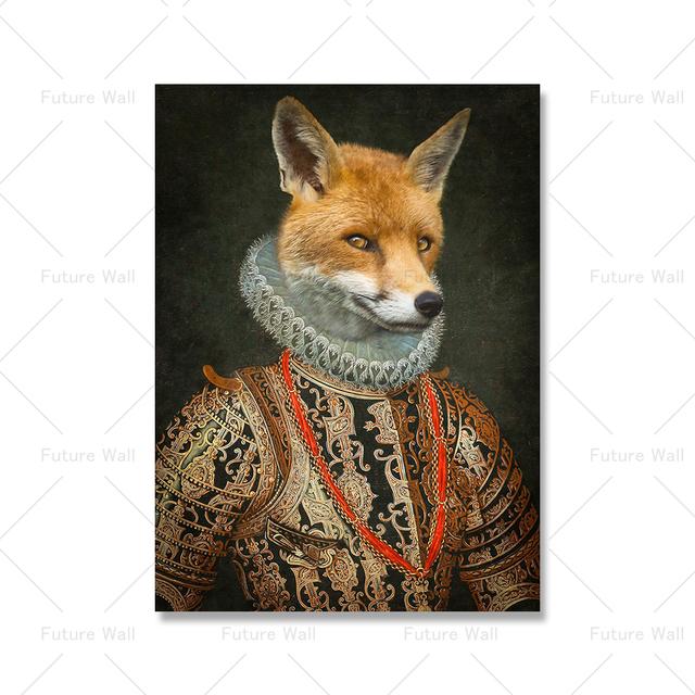 Stage Retro Portrait Poster Print Canvas Wall Art Renaissance Animal Head Living Room Decoration