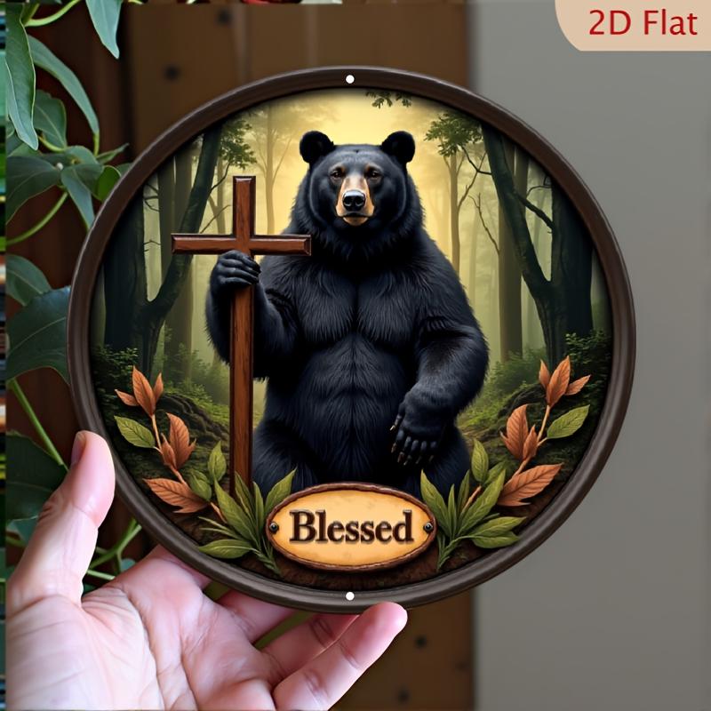 D Flat Beware The Forest Spirits Watching Mushroom Butterfly Round Tin Sign Vintage Metal Wall Art for Whimsical Cottagec