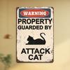 Attacking Cat Warning Sign - Vintage Aluminum Yard Sign for Outdoor Wall Decor - Multipurpose Wall Mounted Metal Plaque