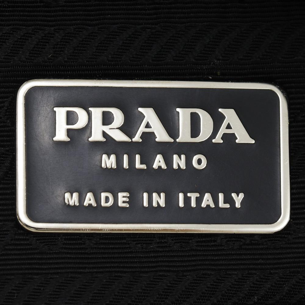 PRADA Pochette Shoulder Bag B7879 NERO black Satin Women Used