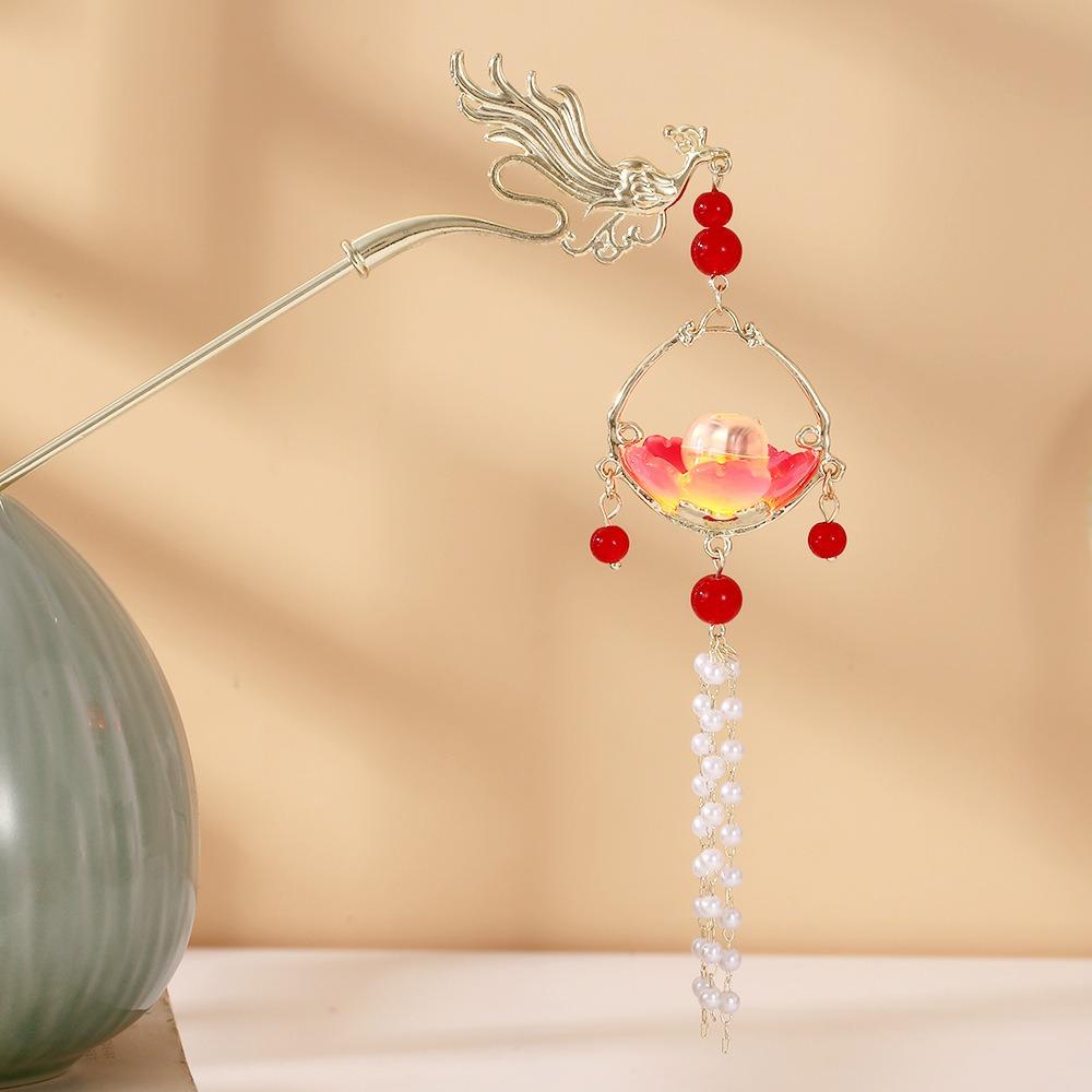 Винтажная заколка для волос Lotus Emit Light в китайском стиле с кисточками для женщин и девочек, аксессуары для волос