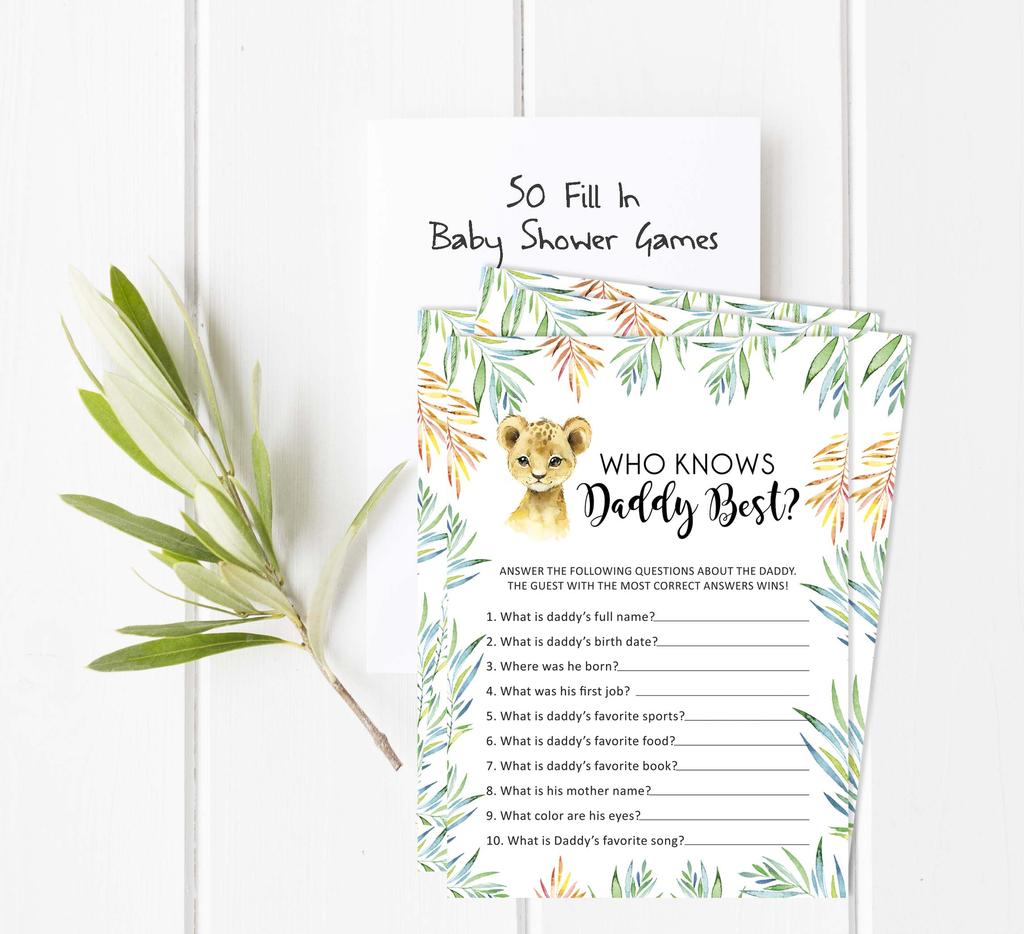 Inkdotpot Игровой набор для детского душа из 50 игр BabyA AlphabetA ABCA для вечеринки Baby Cheetah Jungle Animals