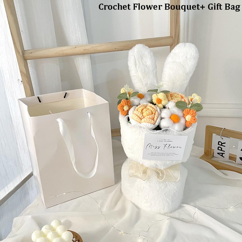 Rabbit Ears Crochet Flower Bouquet Handmade Flower Bouquet Artificial Flowers for Mother's Day