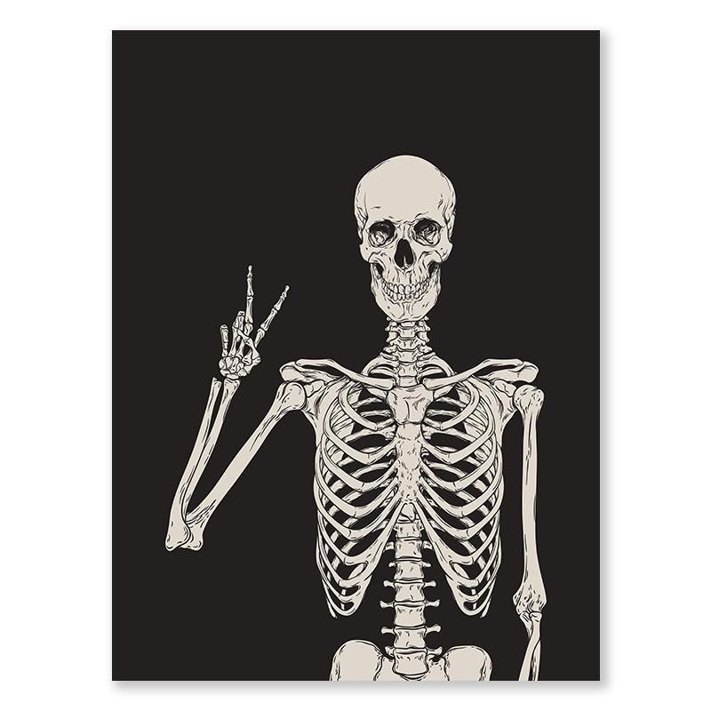 Black Skull Creative Wall Art Moon Kitten Scandinavian Poster Halloween Canvas Painting Wall Living Room Home Decoration