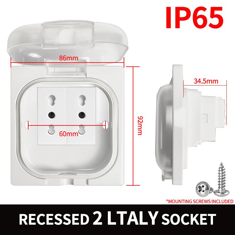IP65 Waterproof Outdoor Socket, 16A High Power Wall Plate, 250V US/Thai Style 10A Receptacle, Bathroom & Weatherproof Electrical