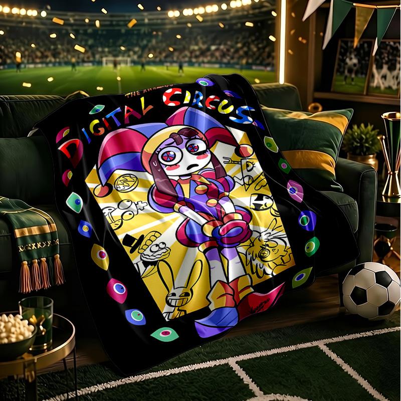 Colorful Digital Circus Throws Blanket Flannel Blankets Plush for Couch Bed Gifts for Men Women Travel picnic blanket Christmas fan gifts