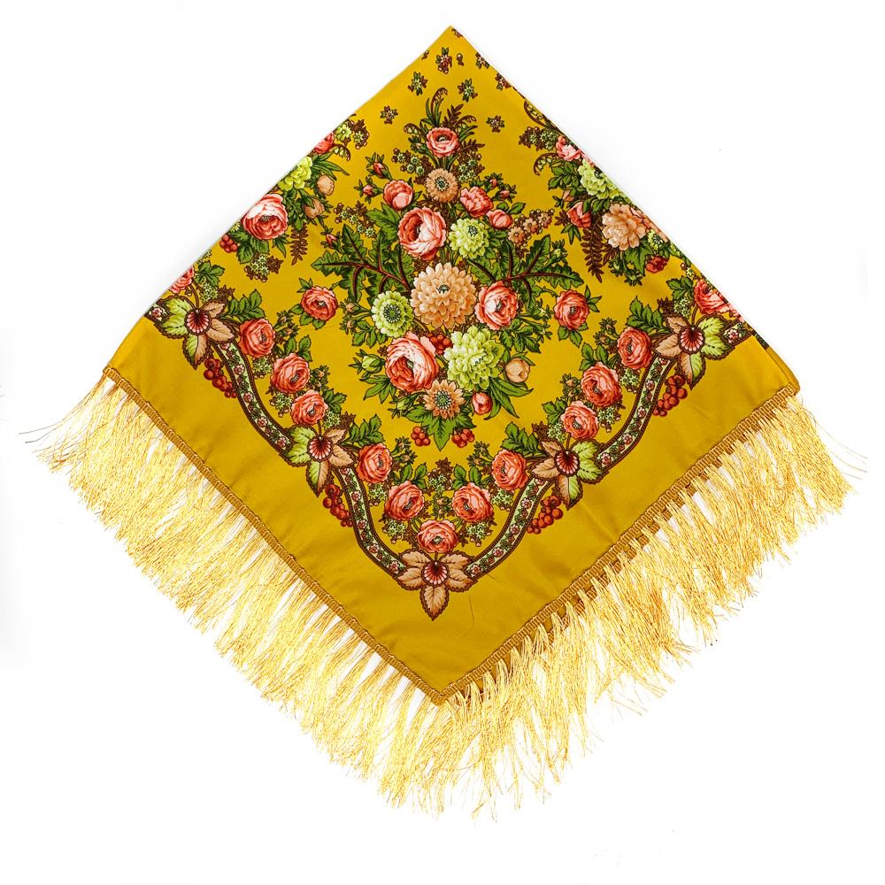 Women Retro Ukrainian Fringed Shawl Babushka Bandana Handkerchief Female Head Wraps Russian Floral Print Square Scarf