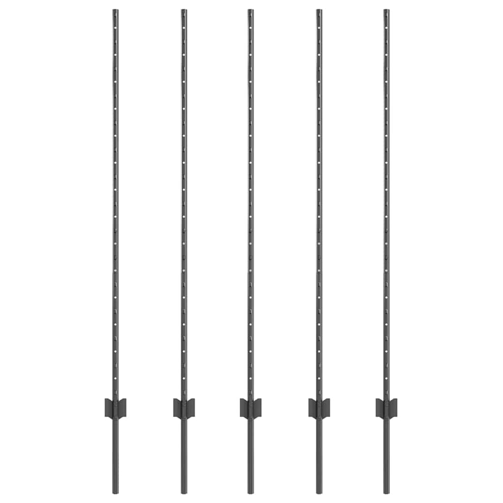 Embedded Fence Post 5 pcs Gray 180 cm