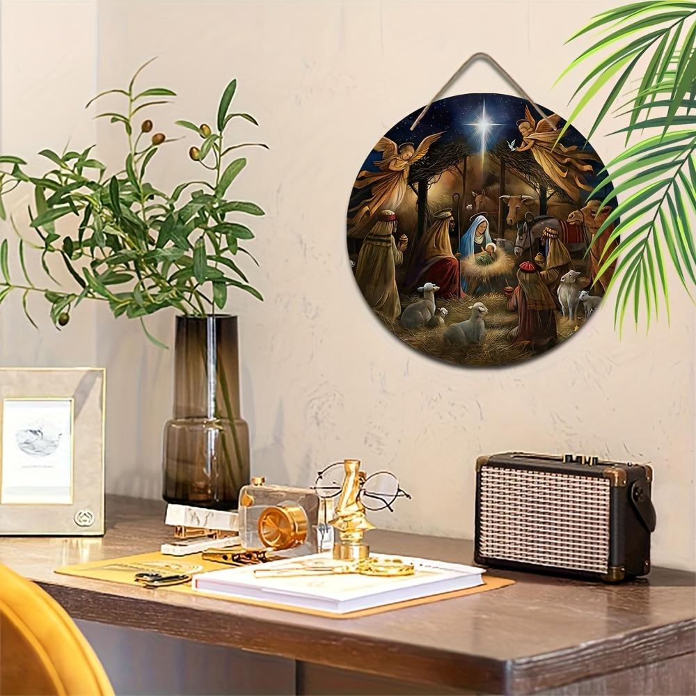 5 шт. очаровательных деревянных рождественских венков-знаков размером 7,87 дюйма - дизайн с изображением ангелов и животных, идеально подходит для украшения входной двери, крыльца или окна | Идеальный подарок