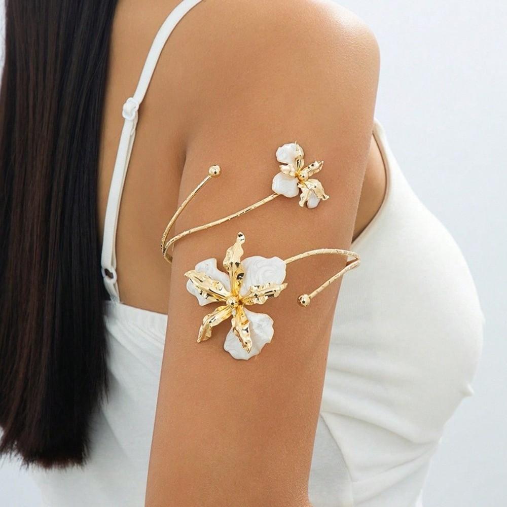 Floral Butterfly Orchid Bracelet Adjustable Flower Armband Fairy Open Arm Bangle  Gift