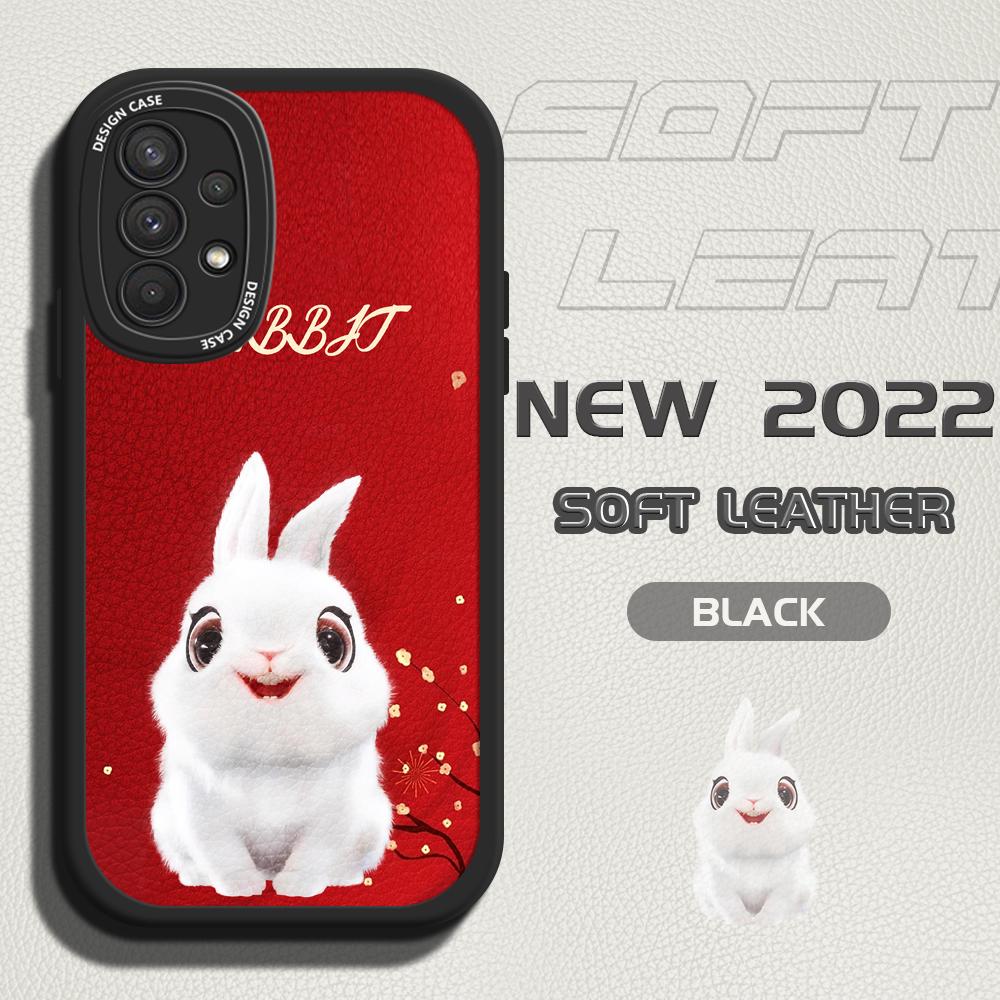 Slim Spring Festival Gala Mascot Rabbit Leather Back Casing PU Leather Cover Phone Case for Samsung Xiaomi Poco Redmi