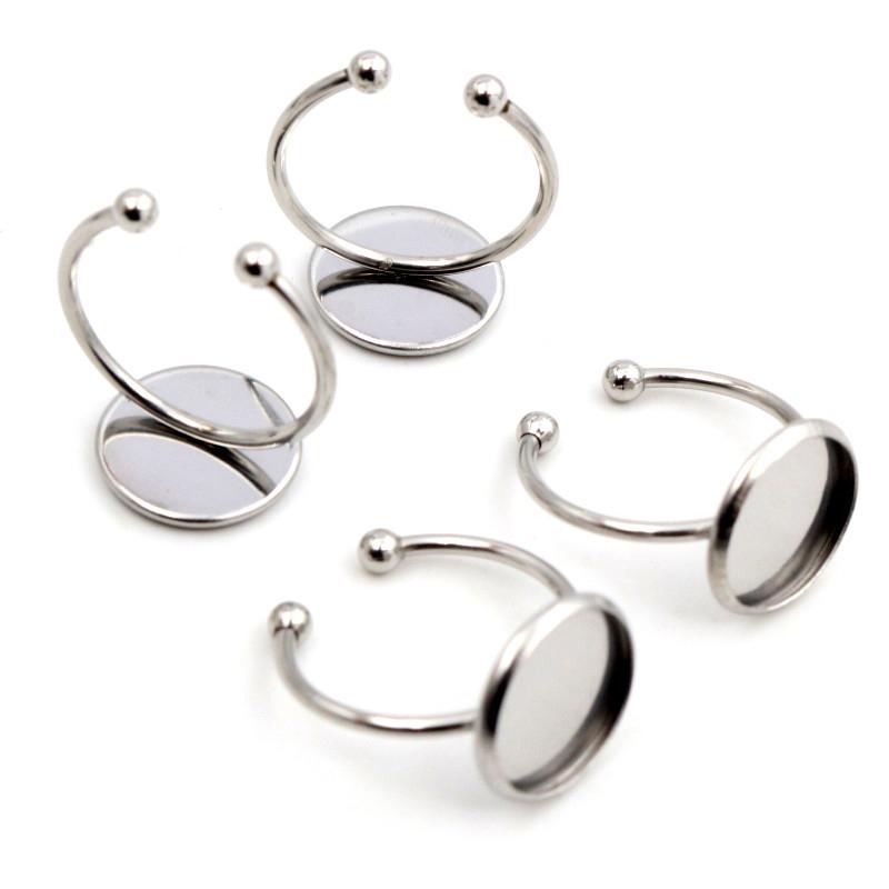 10pcs 6 8 10 12 14 16 18 20mm Stainless Steel Gold Plated Adjustable Ring Settings Blank Base,Fit 6-20mm Glass Cabochons Buttons