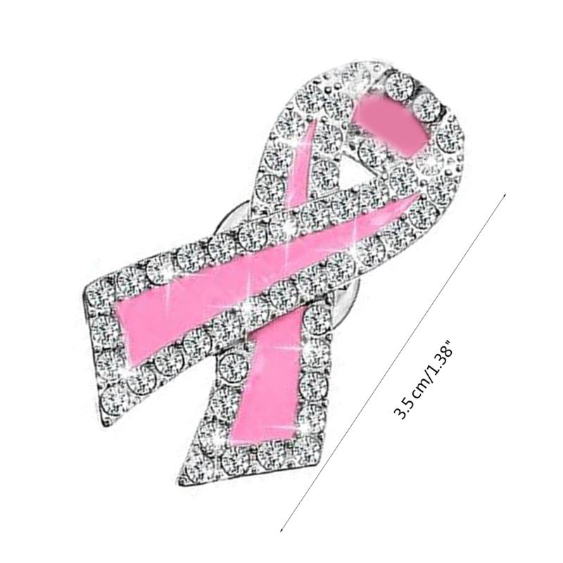 Pink Ribbon Brooch Pins Hope Ribbon Lapel Official Breast Cancers Awareness Lapel Pin for Charity Public Social Event