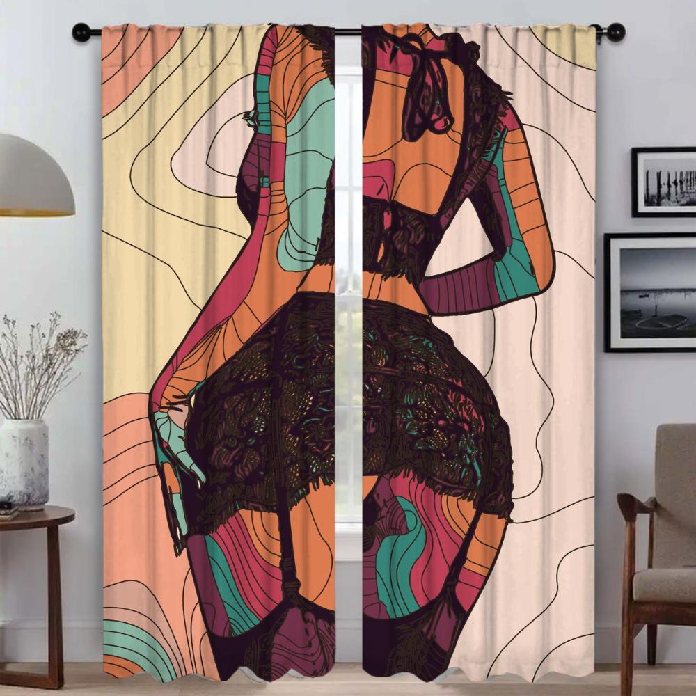 Абстрактные сексуальные девушки затемняющие шторы 2 шт шторы для гостиной занавески Хэллоуин украшения тюль для спальни жалюзи