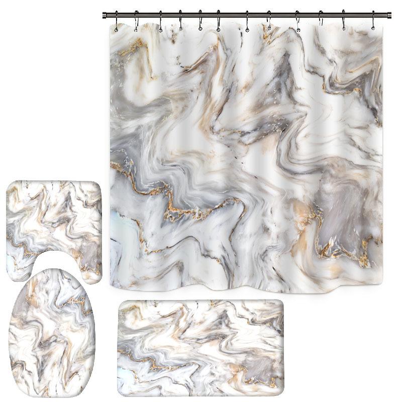 4 шт. 3D мраморная серия, наборы занавесок для душа для ванной комнаты, нескользящие коврики для ванной комнаты, крышка для унитаза, коврик для ванной