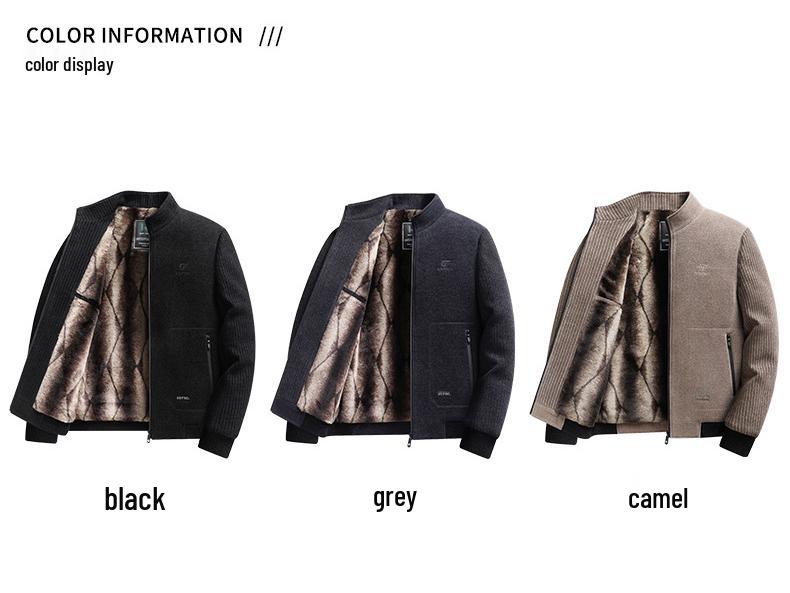 Мужское шерстяное пальто с флисовой подкладкой Woodpecker - Отложной воротник