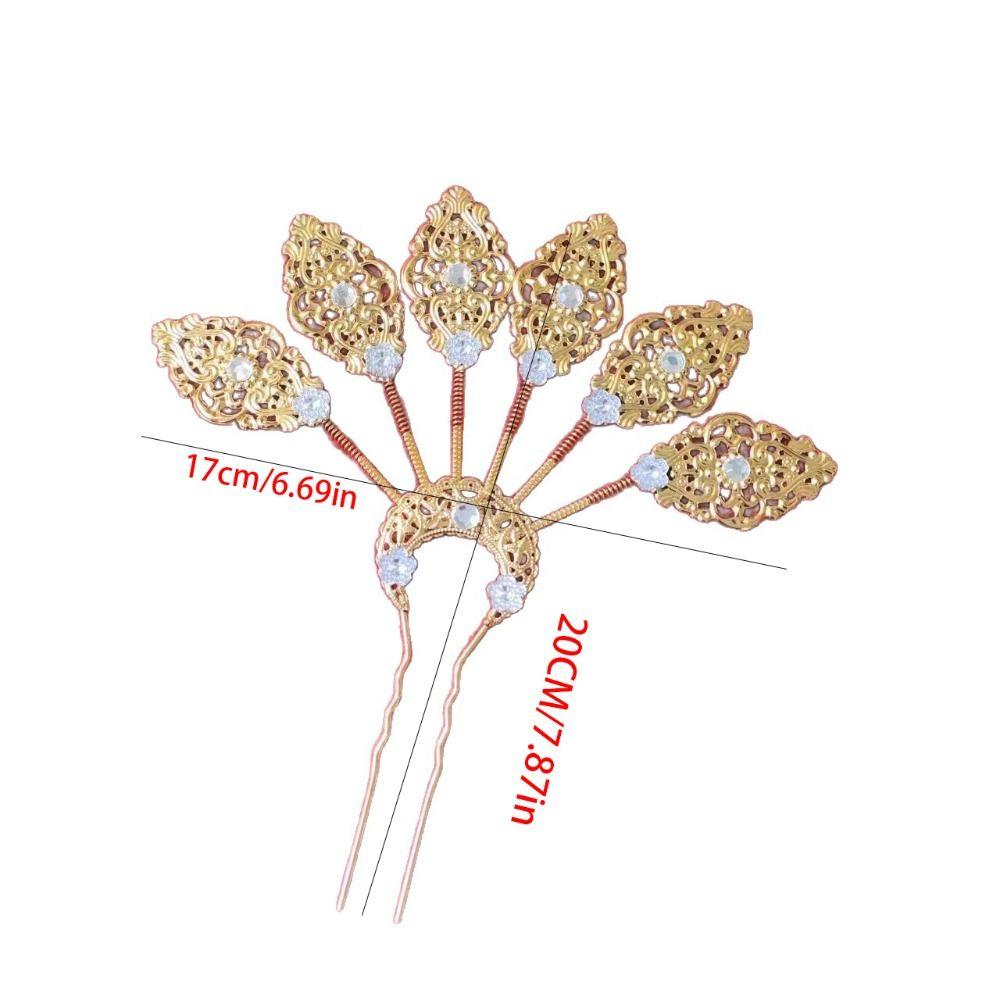 Flower Thai Hair Sticks Gold U-shaped Hair Fork Antique Ethnic Style Hair Accessories  Daily