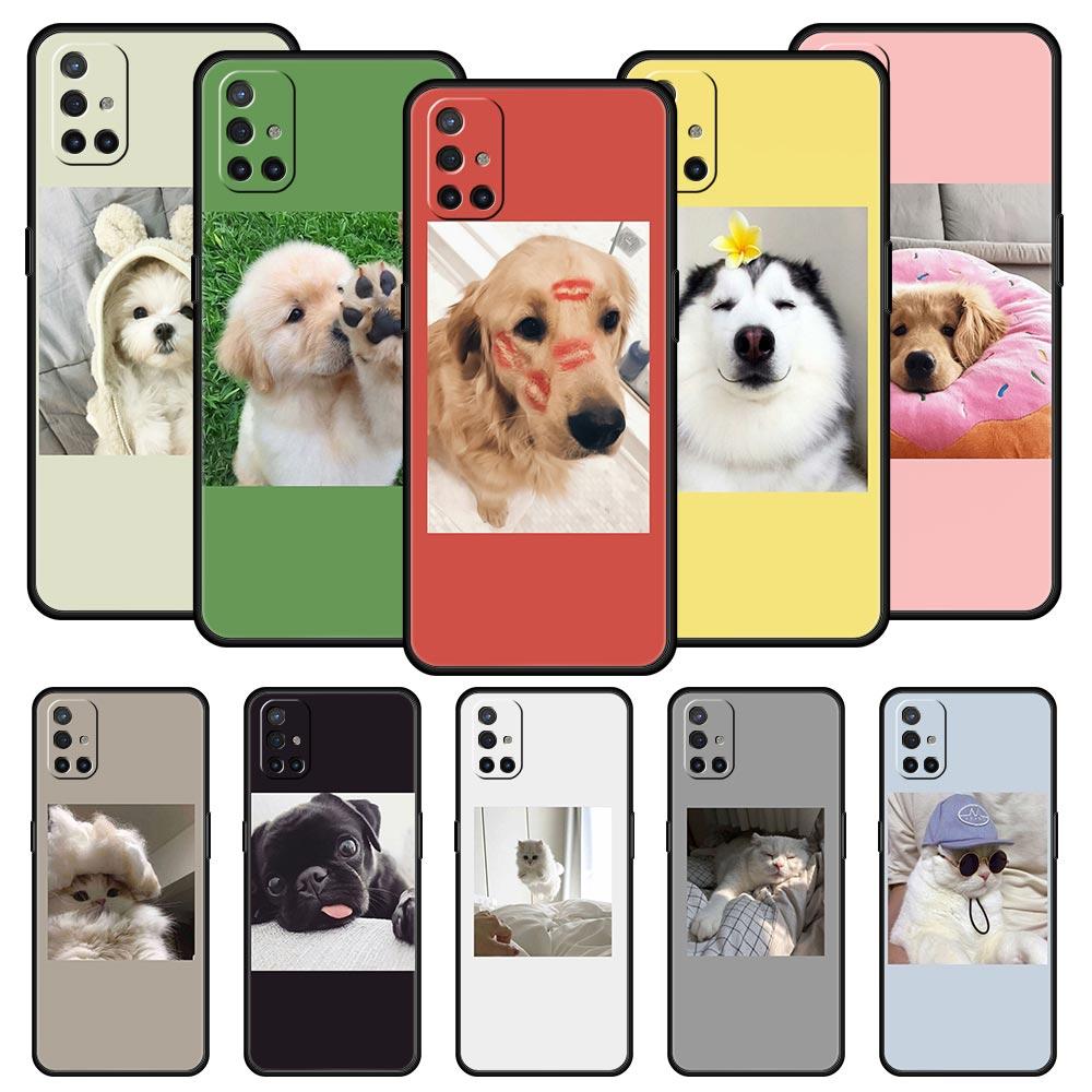 Cute Puppy Cat Phone Case For OnePlus 12 11 10 9 8 7 7T Pro 12R 10R 9RT 9R 8T Nord N100 N200 N10 2T CE 2 5G Soft Black Cover