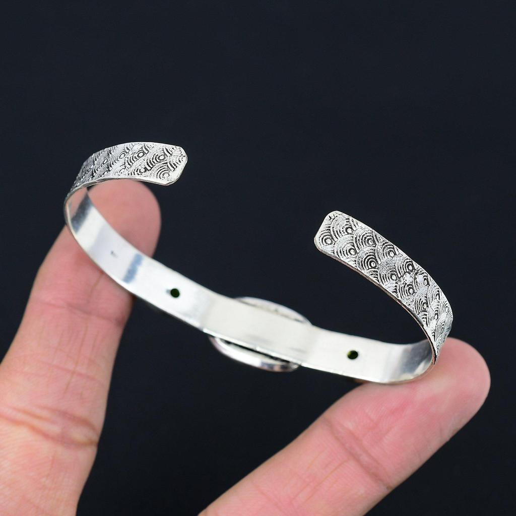 Daughters Day Sale Spider Web Jasper Stone Peridot 925 Silver Bangle Bracelet