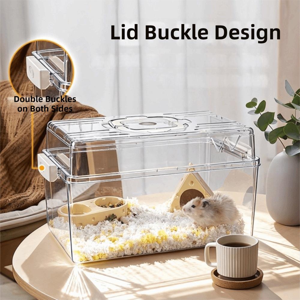Transparent Small Pet Feeding Box Buckle Design Hamster Habitat Hamster Outdoor Cage  Small Animals