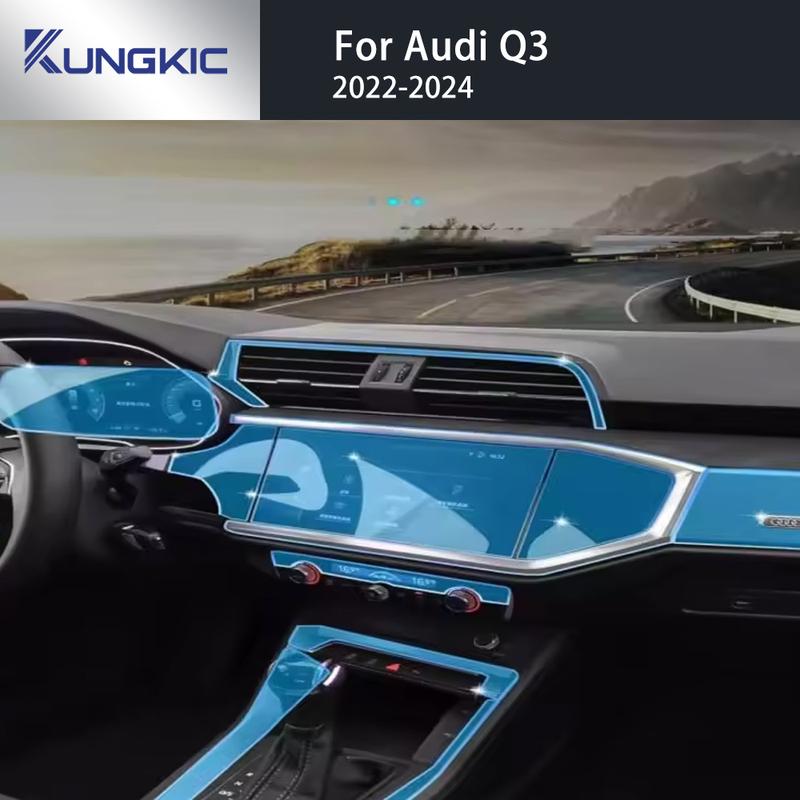 For compatible vehicle Q3 2022 2023 2024 Car Interior Door Center Console Media Dashboard Navigation TPU Anti-scratch Protector Film.