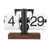 Digital Flip Clock 12h Single Sided Large Numbers Automatic Retro Mechanical Flip Clock Wood Base for Living Room