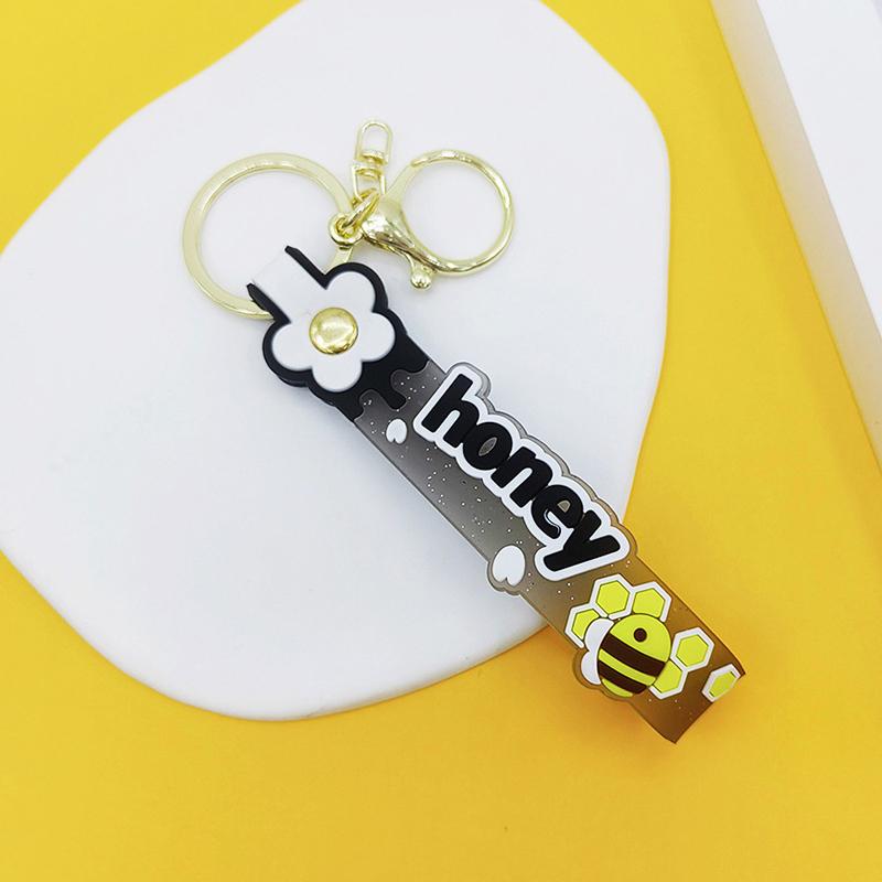 Прозрачный ПВХ мягкий резиновый брелок для ключей английский маленький цветок желе цвета сливы конфетный цвет капли клейкий браслет